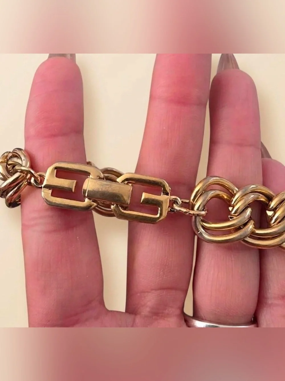 Givenchy Polished Gold-Tone Interlocking Link Bracelet